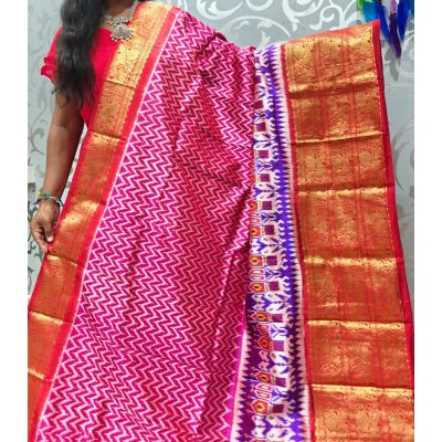 PSPHKBRS5Y12FDDC06- Kanchi border Ikat silk saree