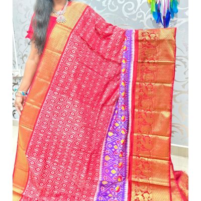 PSPHKBRS5Y12FDDC07- Kanchi border Ikat silk saree