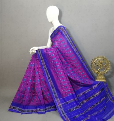 PRKSILWS5A06SEDC06- light weight Ikat silk saree