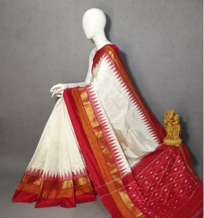 PRKSILWS5A05BSDC21- light weight Ikat silk saree