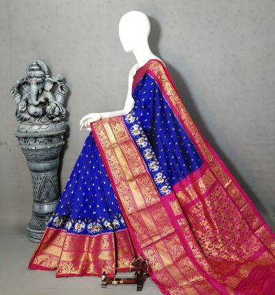 PALUKBRS5M31ENCC05- Kanchi border Ikat silk saree