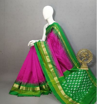PRKSILWS5A05BSDC07- light weight Ikat silk saree