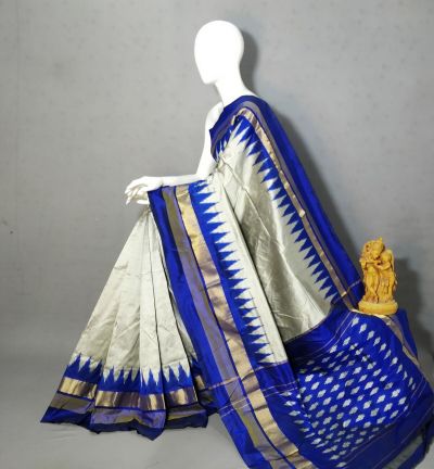 PRKSILWS5A05BSDC17- light weight Ikat silk saree