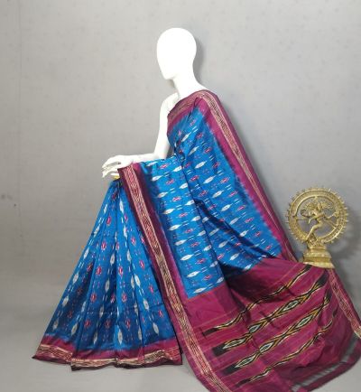 PRKSILWS5A06SEDC10- light weight Ikat silk saree