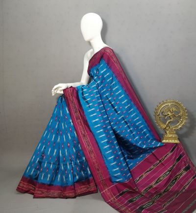 PRKSILWS5A06SEDC05- light weight Ikat silk saree
