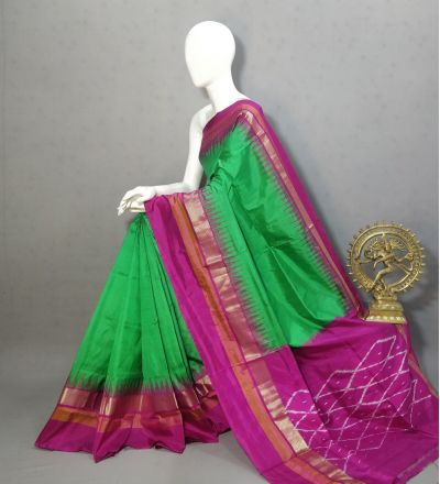 PRKSILWS5A05BSDC09- light weight Ikat silk saree