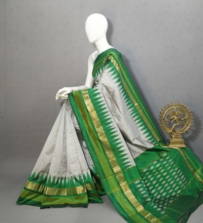 PRKSILWS5A05BSDC13- light weight Ikat silk saree