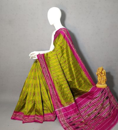 PRKSILWS5A06SEDC03- light weight Ikat silk saree