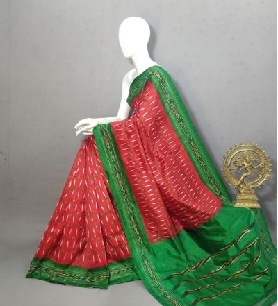 PRKSILWS5A06SEDC09- light weight Ikat silk saree