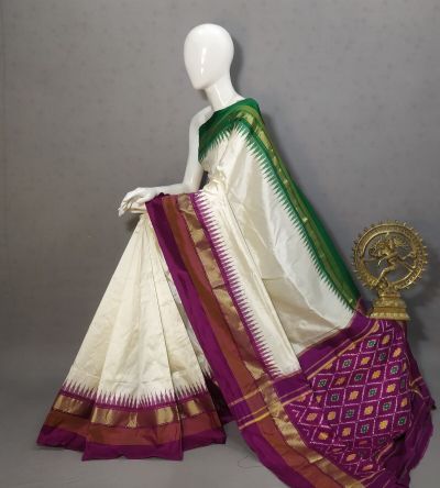 PRKSILWS5A05BSDC08- light weight Ikat silk saree
