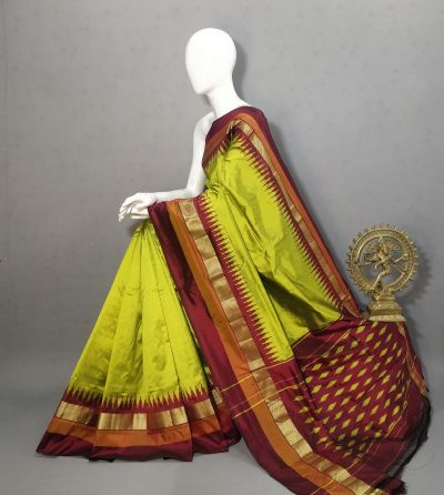 PRKSILWS5A05BSDC02- light weight Ikat silk saree