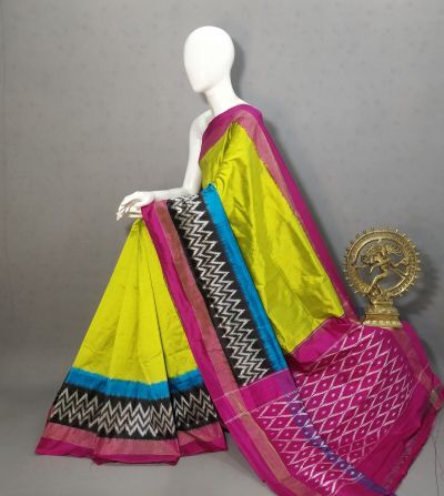 PRKSILWS5A05BSDC19- light weight Ikat silk saree