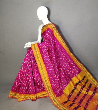 PRKSILWS5A06SEDC12- light weight Ikat silk saree