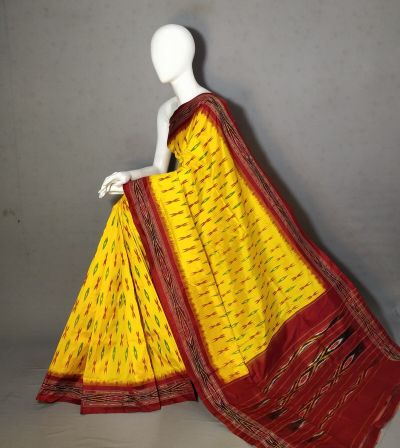 PRKSILWS5A06SEDC15- light weight Ikat silk saree