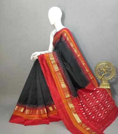 PRKSILWS5A05BSDC10- light weight Ikat silk saree