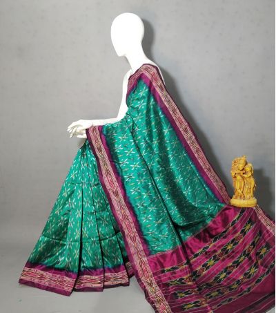 PRKSILWS5A06SEDC07- light weight Ikat silk saree