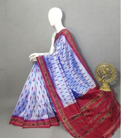 PRKSILWS5A06SEDC01- light weight Ikat silk saree