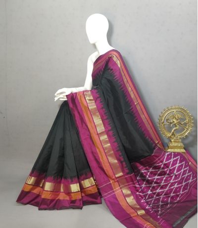 PRKSILWS5A05BSDC01- light weight Ikat silk saree
