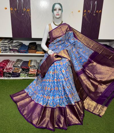 PSRGKBRS5A08FSCD03- Kanchi border Ikat silk saree
