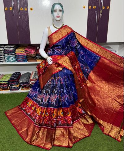 PSRGKBRS5A08FSCD10- Kanchi border Ikat silk saree