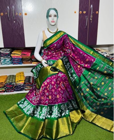 PSRGIDSS5A09BBCC42- Ikat silk saree