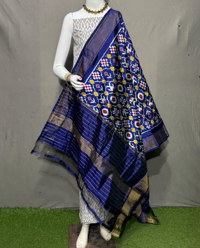 PSRGSDST5Y06FFCD33- Ikat Silk dupatta with Ikat sico top