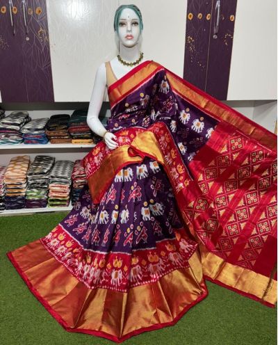 PSRGIDSS5A09BBCC54- Ikat silk saree