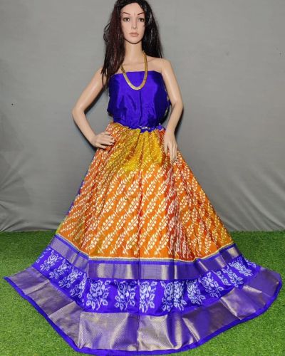 PSSIFSLG5A07SZDC04- Free Size Ikat Silk Lehenga