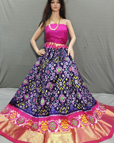 PSSIFSLG5A07SZDC34- Free Size Ikat Silk Lehenga