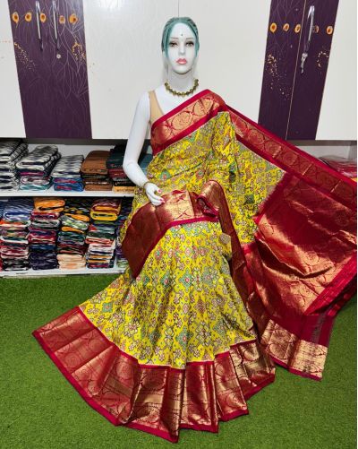 PSRGKBRS5A08FSCD04- Kanchi border Ikat silk saree