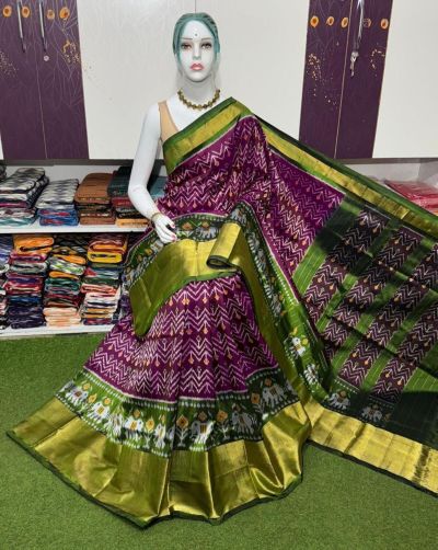 PSRGIDSS5A09BBCC46- Ikat silk saree