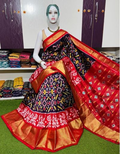 PSRGIDSS5A09BBCC48- Ikat silk saree