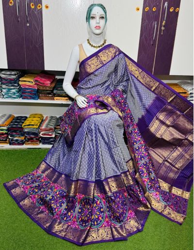 PSRGKBRS5A18FSDC06- Kanchi border Ikat silk saree