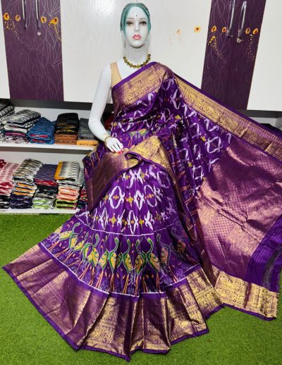 PSRGKBRS5A08FSCD02- Kanchi border Ikat silk saree