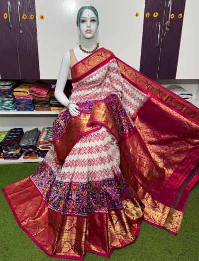 PSRGKBRS5A18FSDC01- Kanchi border Ikat silk saree