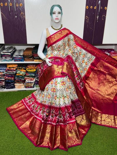 PSRGKBRS5A18FSDC17- Kanchi border Ikat silk saree