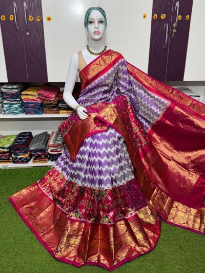 PSRGKBRS5A08FSCD08- Kanchi border Ikat silk saree