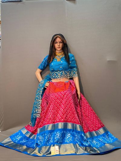 PSSIFSLG5A07SZDC01- Free Size Ikat Silk Lehenga