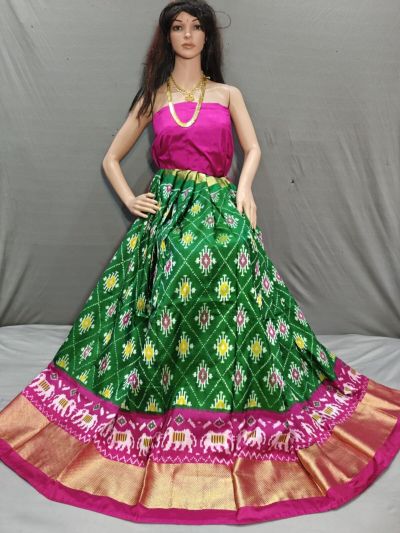 PSSIFSLG5A07SZDC02- Free Size Ikat Silk Lehenga
