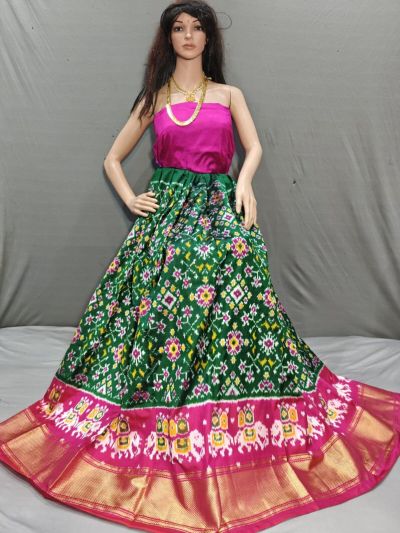 PSSIFSLG5A07SZDC08- Free Size Ikat Silk Lehenga