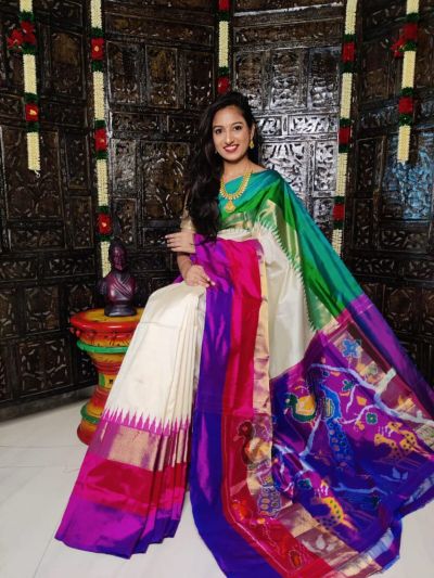 PALUIDSS5A07BSCC01- Ikat silk saree