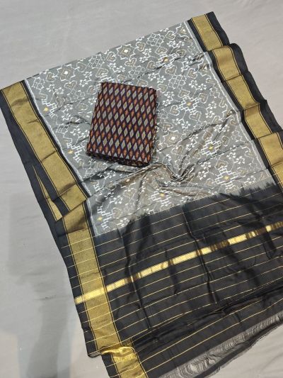 PGMRSDST5A06FSDD10- Ikat Silk dupatta with Ikat sico top