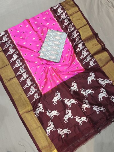 PGMRSDST5A06FSDD35- Ikat Silk dupatta with Ikat sico top