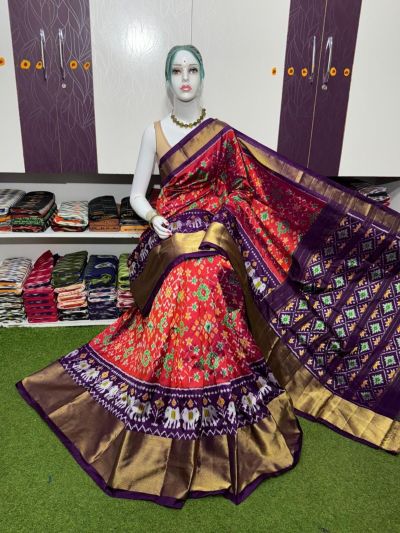 PSRGIDSS5A09BBCC09- Ikat silk saree