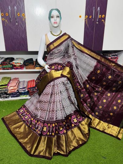 PSRGIDSS5A09BBCC39- Ikat silk saree