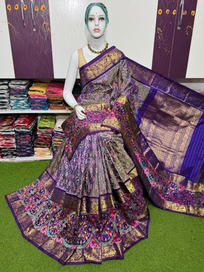 PSRGKBRS5A08FSCD11- Kanchi border Ikat silk saree