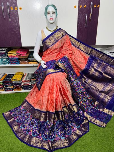 PSRGKBRS5A18FSDC08- Kanchi border Ikat silk saree