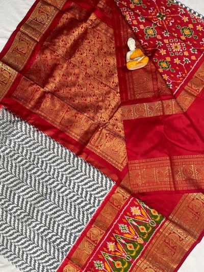 PGMRKBRS5Y06FSDC07- Kanchi border Ikat silk saree