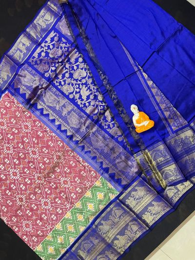PGMRKBRS5Y06FSDC12- Kanchi border Ikat silk saree