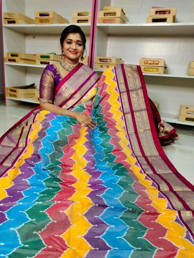 PGMRKBRS5Y06FSDC22- Kanchi border Ikat silk saree